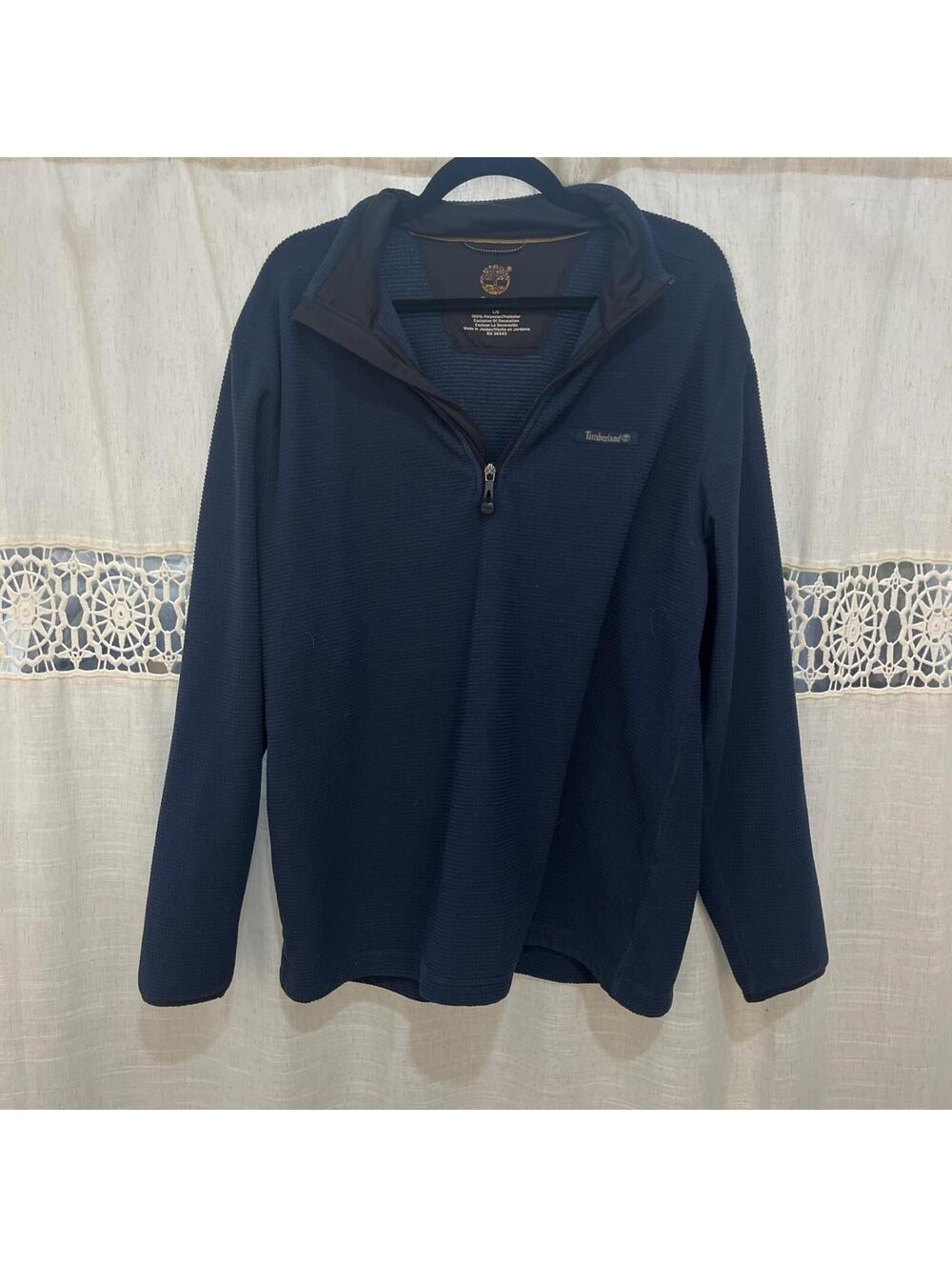 Timberland Quarter Zip Pullover L Navy Fleece Jacket Mens Big Tall
